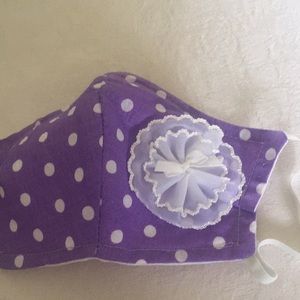 Back to school polkadot face mask with flower